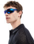 ASOS DESIGN racer sunglasses with mirrored lens in blue BLAU - фото #1