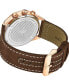 ფოტო #2 პროდუქტის Men's Chrono Brown Canvas with White Contrast Stitching Strap Watch 42mm