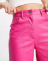 Only Hope high waisted faux leather trousers in bright pink