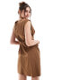 Фото #4 товара ASOS DESIGN sleeveless mini dress with drape detailing in brown