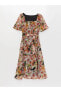 Фото #1 товара Lcwaıkıkı Classic Kare Yaka Çiçekli Kısa Kollu Şifon Kadın Elbise