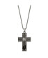 Black IP-plated Cross Starburst Pendant Box Chain Necklace