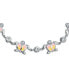 ფოტო #2 პროდუქტის Nautical Aquatic Tropical Beach Vacation Iridescent Pink Created Synthetic Opal Inlay Sea Tortoise CZ Accent Heart Multi Charm Turtles Bracelet For Women Sterling Silver