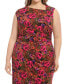 ფოტო #3 პროდუქტის Plus Size Floral-Print Ruched Sheath Dress