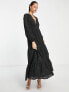 Фото #7 товара ASOS DESIGN broderie scallop detail button through maxi dress In black