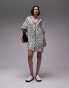 Topshop souvenir mini shirt dress in mono bandana print