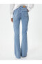 Фото #57 товара İspanyol Paça Kot Pantolon Yırtmaç Detaylı Dar Kesim Standart Bel - Victoria Slim Jeans