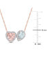 ფოტო #5 პროდუქტის Morganite (1-1/10 ct. t.w.), Aquamarine (5/8 ct. t.w.) & Diamond (1/5 ct. t.w.) Two-Stone Halo 17" Pendant Necklace in 14k Rose Gold