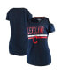 ფოტო #2 პროდუქტის Women's Navy Cleveland Indians Clear The Bases Cold Shoulder Scoop neck T-shirt