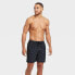 Фото #2 товара Men's 7" Boat Print Swim Shorts with Boxer Brief Liner - Goodfellow & Co Black S
