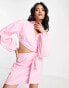 Фото #2 товара Pretty Lavish cut out wrap shirt mini dress in pink