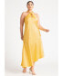 Фото #2 товара Plus Size Twisted Neck Satin Maxi Dress - 24, Soft Lemon