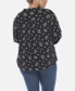 ფოტო #3 პროდუქტის Plus Size Pleated Long Sleeve Top