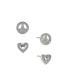 ფოტო #1 პროდუქტის Women's Peace Heart Earring Set, 2 Piece