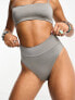 Фото #1 товара Weekday Heat high waist bikini bottom in shiny grey