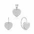 Romantic silver jewelry set with hearts S0000258 (pendant, earrings)