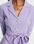 Lola May tie waist shirt dress in lilac