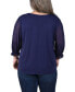 Plus Size 3/4 Sleeve Ringed Top with Mesh