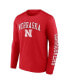 ფოტო #2 პროდუქტის Men's Scarlet Nebraska Huskers Distressed Arch Over Logo Long Sleeve T-shirt