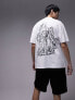 Topman oversized t-shirt with front and back leaf print in white