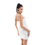 Фото #4 товара ASOS DESIGN bandeau mini dress with swirl diamante trim detail in white