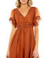 ფოტო #2 პროდუქტის Women's Tea Length Ruffled Dress w/ Sheer Flutter Sleeves