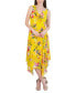 Фото #1 товара Petite Floral-Print Cowlneck Handkerchief-Hem Dress