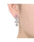 Sterling Silver with Rhodium Plated Clear Pear with Marquise and Round Cubic Zirconia Accent Dangle Earrings