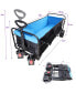 Folding Cart Wagon for Garden, Shopping, Beach - Black + Blue