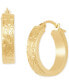 ფოტო #3 პროდუქტის Polished and Diamond Cut Flat Round Hoop Earrings in 14K Yellow Gold, 20mm