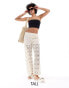 JDY Tall crochet wide leg trouser with short insert in stone