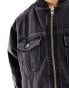 Only denim padded bomber jacket in washed black