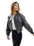 River Island cropped bomber jacket in dark grey