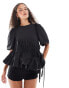 Фото #1 товара Ghospell asymmetric ruched top in black