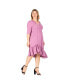 Фото #3 товара Women's Plus-size Ruched Sleeve Ruffle Hem Midi Dress