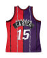 Фото #3 товара Men's Vince Carter Purple, Red Toronto Raptors Hardwood Classics 1998-99 Split Swingman Jersey