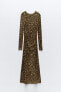 Фото #3 товара Платье миди с анималистическим принтом ZARA