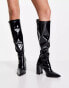 Glamorous – Kniehohe, elastische Stiefel in schwarzem Lack mit hohem Absatz Черный, 40 - фото #4