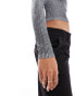 Фото #2 товара Something New Corpcore ribbed long sleeve top with contrast stitch in washed grey