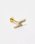 Kingsley Ryan diamante lightening bolt labret earring in gold plated