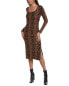 Elie Tahari Jacquard Slim Midi Dress Women's Brown L