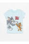 Bisiklet Yaka Kısa Kollu Tom ve Jerry Baskılı Erkek Bebek Pijama Üst