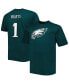 Фото #4 товара Men's Jalen Hurts Midnight Green Philadelphia Eagles Big and Tall Player Name and Number T-shirt