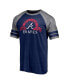 Men's Heather Navy Atlanta Braves Utility Two-Stripe Raglan Tri-Blend T-shirt