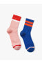 Çizgili 2'li Tenis Çorap Seti Çok Renkli