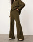 ASOS EDITION knitted rib wide leg trouser co-ord in khaki