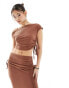 Фото #1 товара Missyempire off shoulder top co-ord in mocha