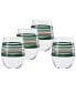 Tropical Stripes Stemless Wine Glasses, Set of 4
