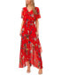 Women's Smocked-Waist Flutter-Sleeve Maxi Dress