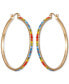 ფოტო #1 პროდუქტის Gold-Tone Rainbow Stone Large Hoop Earrings, 2.06"